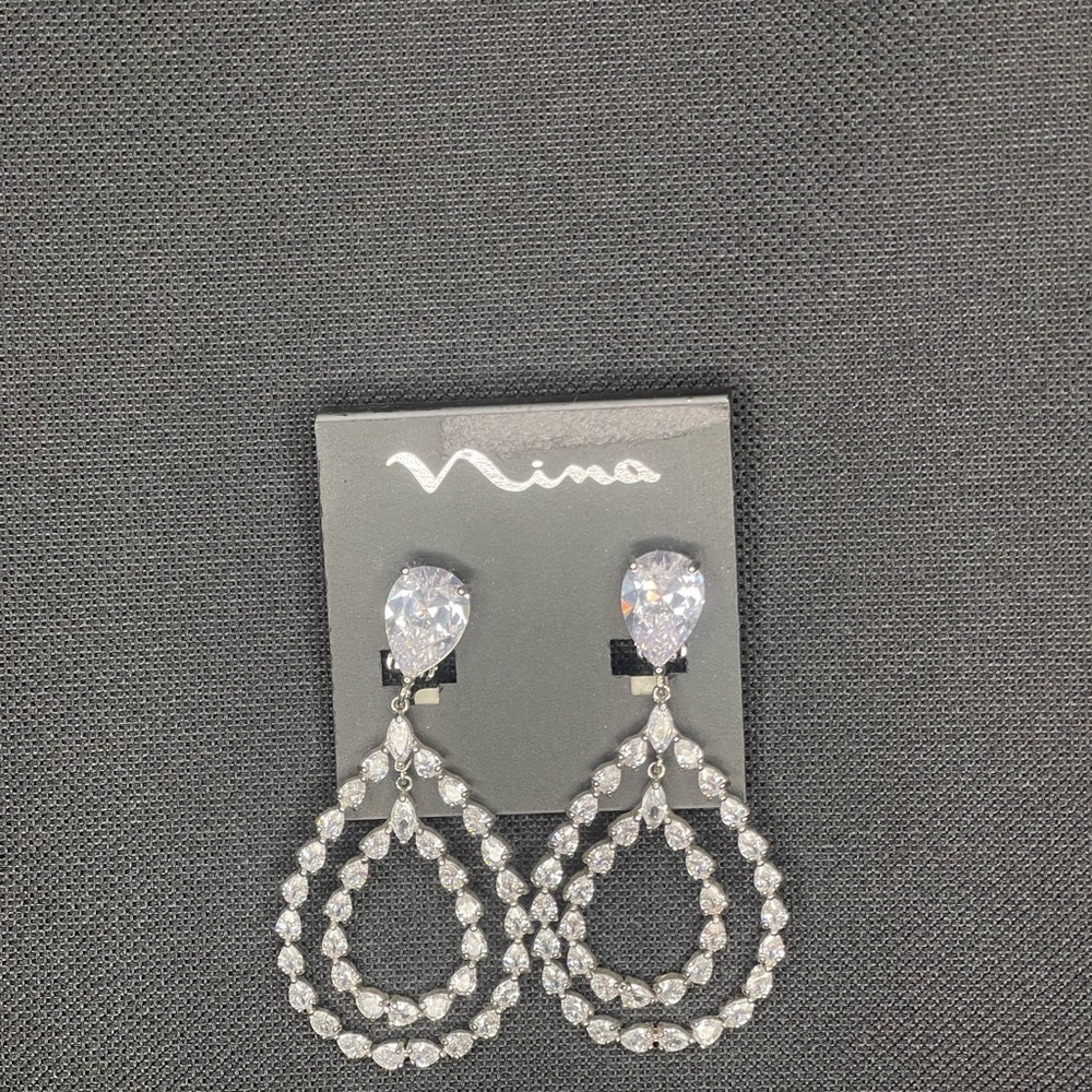 Nina Crystal Silver Drop Earrings